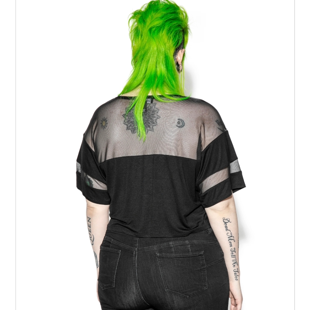 Black Mesh Crop Top - Picture 4 of 11